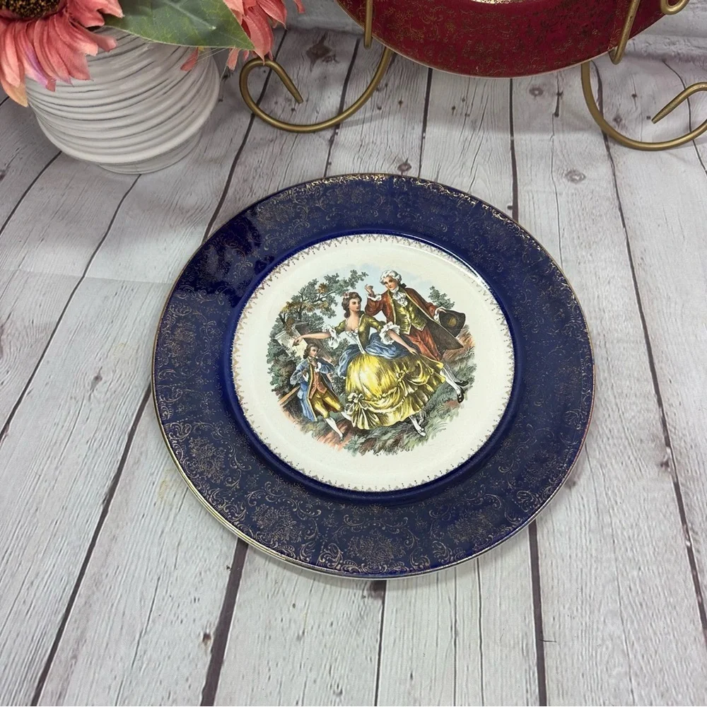 vintage Service Plate (Charger) Godey Prints Service Plates by Salem set of 2